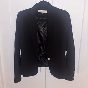 Dex Women's Black Blazer with Gold Button Accents